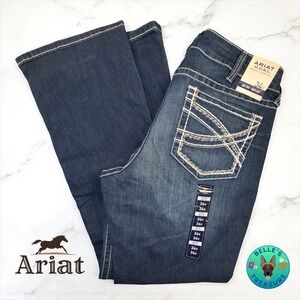 Ariat Jeans Womens 34R Dark Wash Mid‎ Rise Bootcut Stretch Cowgirl 34x32.5 NEW